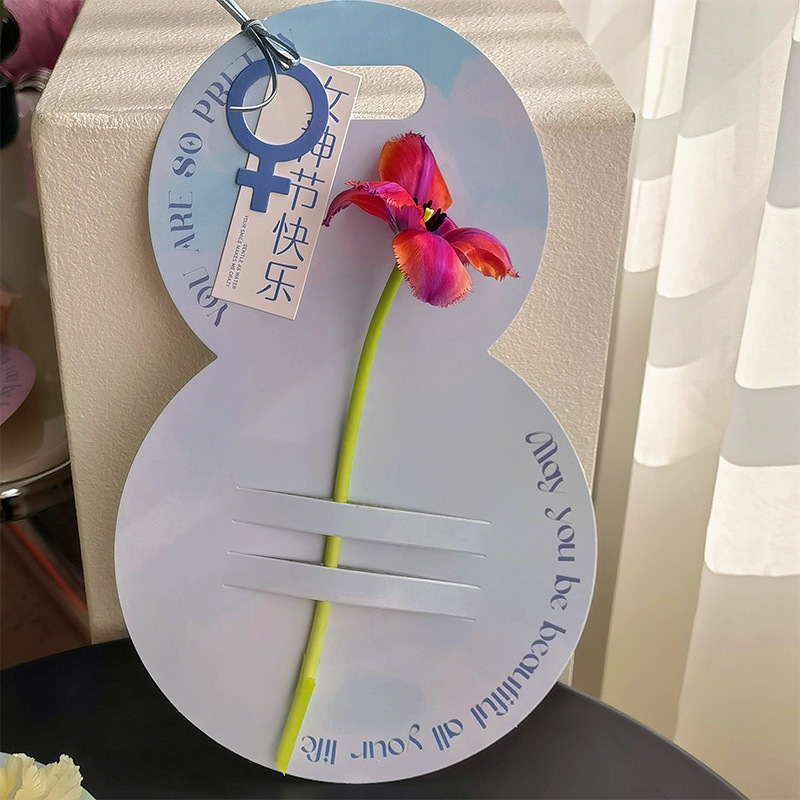 女神节康乃馨新款简易单支春款手提花盒网红创意款鲜花花束礼盒