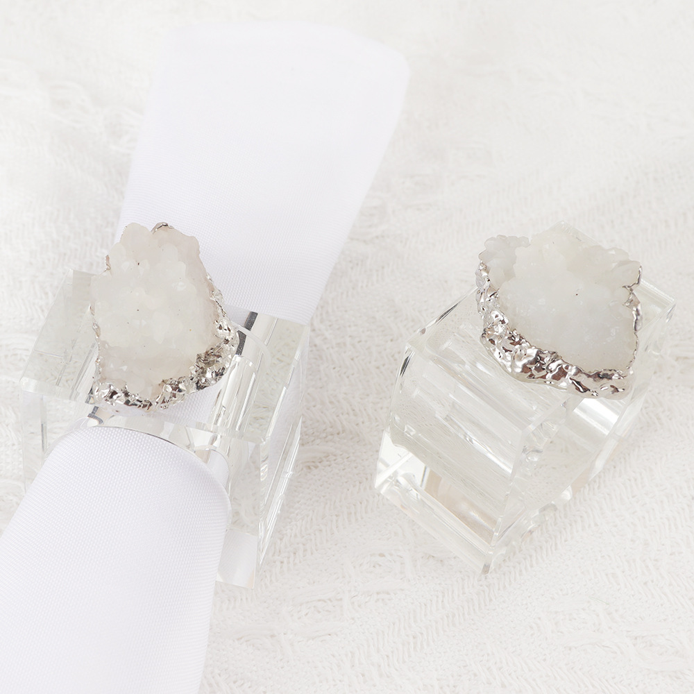 跨境立体树脂餐巾环晶簇酒店宴会摆台婚礼餐桌装饰亚马逊厂家批发