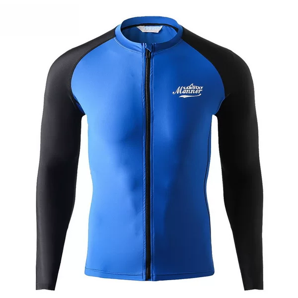 Cross-Border New Style Swimsuit Quick-Drying Color-Block Zipper Surf Suit Sun Protection Upf50+ Plus Size Long-Sleeve Two-Piece Swimsuit Wholesale