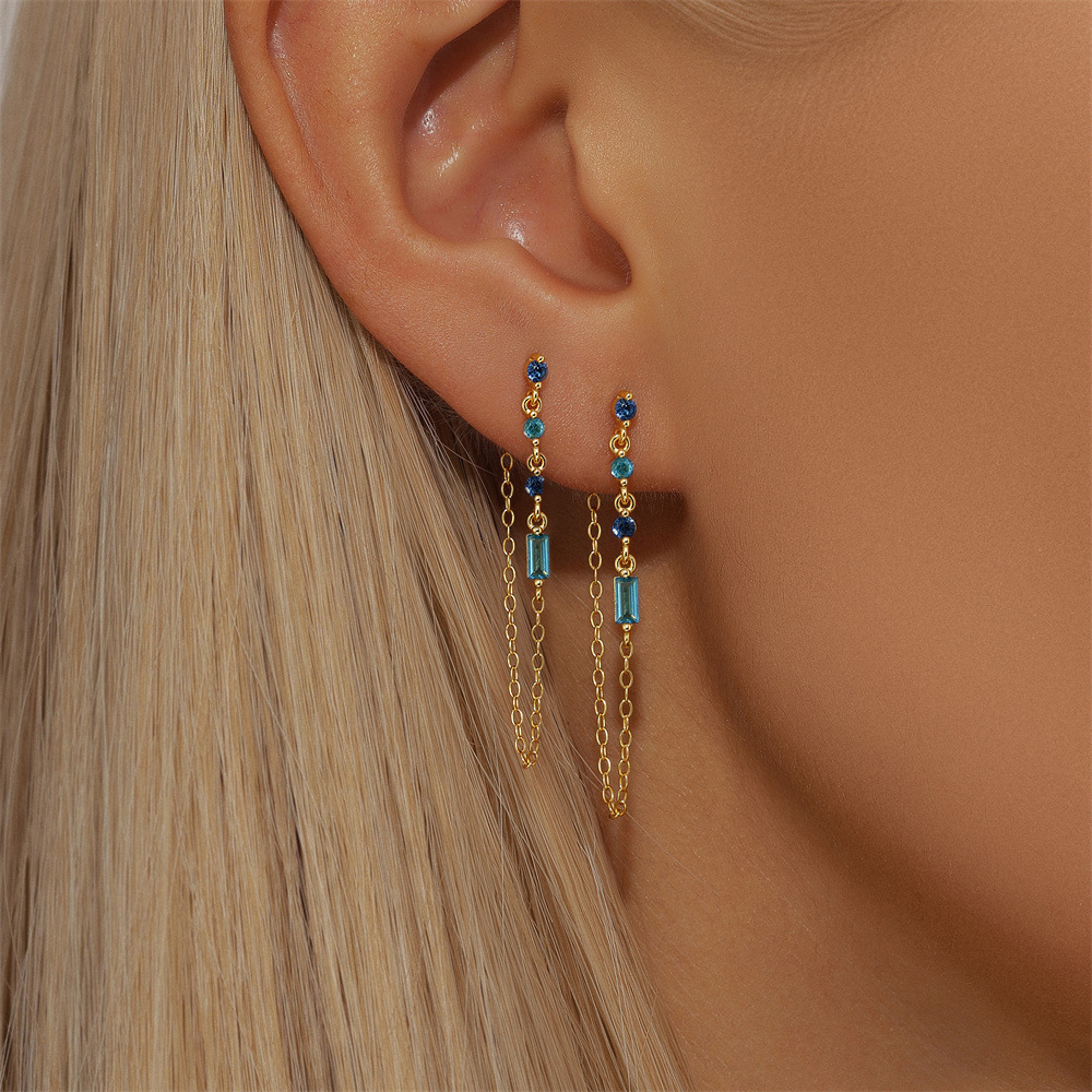 2g Weight 925 Sterling Silver Ear Needle Material Zircon Inlay Material Drop Earrings Classification 1 Pair Quantity Holiday, Banquet, Daily Occasion 925 Sterling Silver Material Geometric Pattern Women's Gender Tassel, Plating Design Simple Style Style 1 Pair 925 Sterling Silver Zircon Geometric Drop Earrings 4