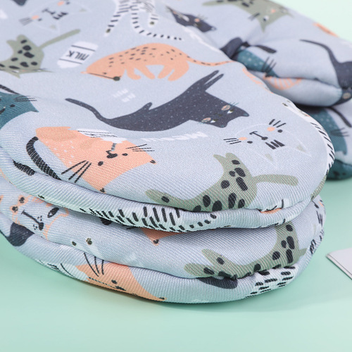 Cat Oven Mitts with Thick Lining, Extended Length, Heat-Resistant Microwave Insulating Gloves, High-Temperature Resistant Kitchen Home Use