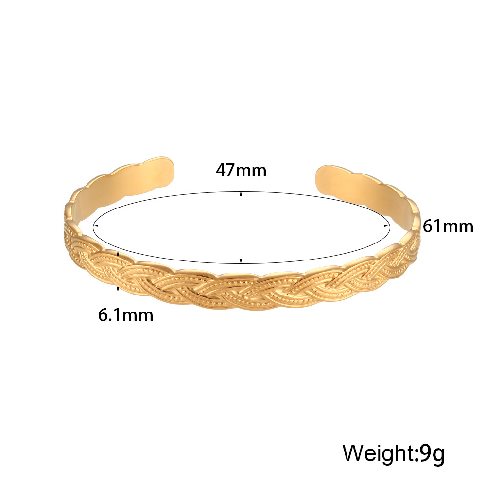 18K Gold Plating Color 1 Piece Quantity PVD Coated Real Gold Plated 18K Gold Solid Color 304 Stainless Steel Fashion Waterproof Non Tarnish Bangle