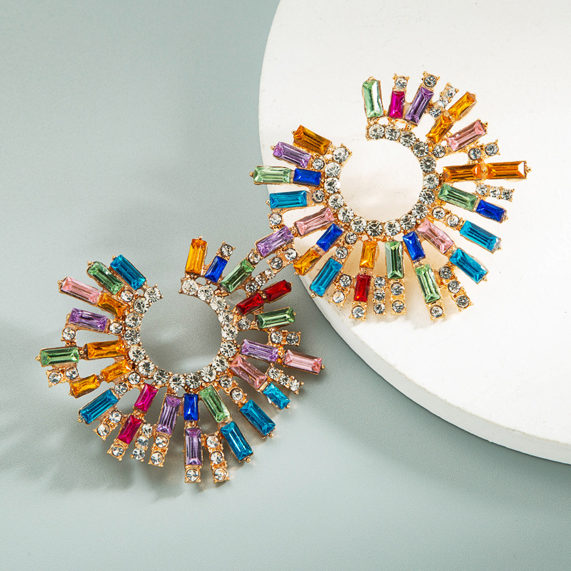 Rhinestones Inlay Material Earrings Classification Fashion Water Droplets Diamond Alloy Artificial Gemstones Earrings