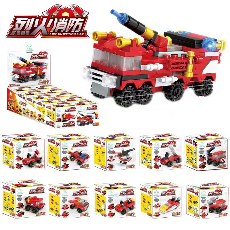 Mini Building Blocks Gift Box, 10 Random Mini Sets in One Pack, Assorted Vehicles & Animals