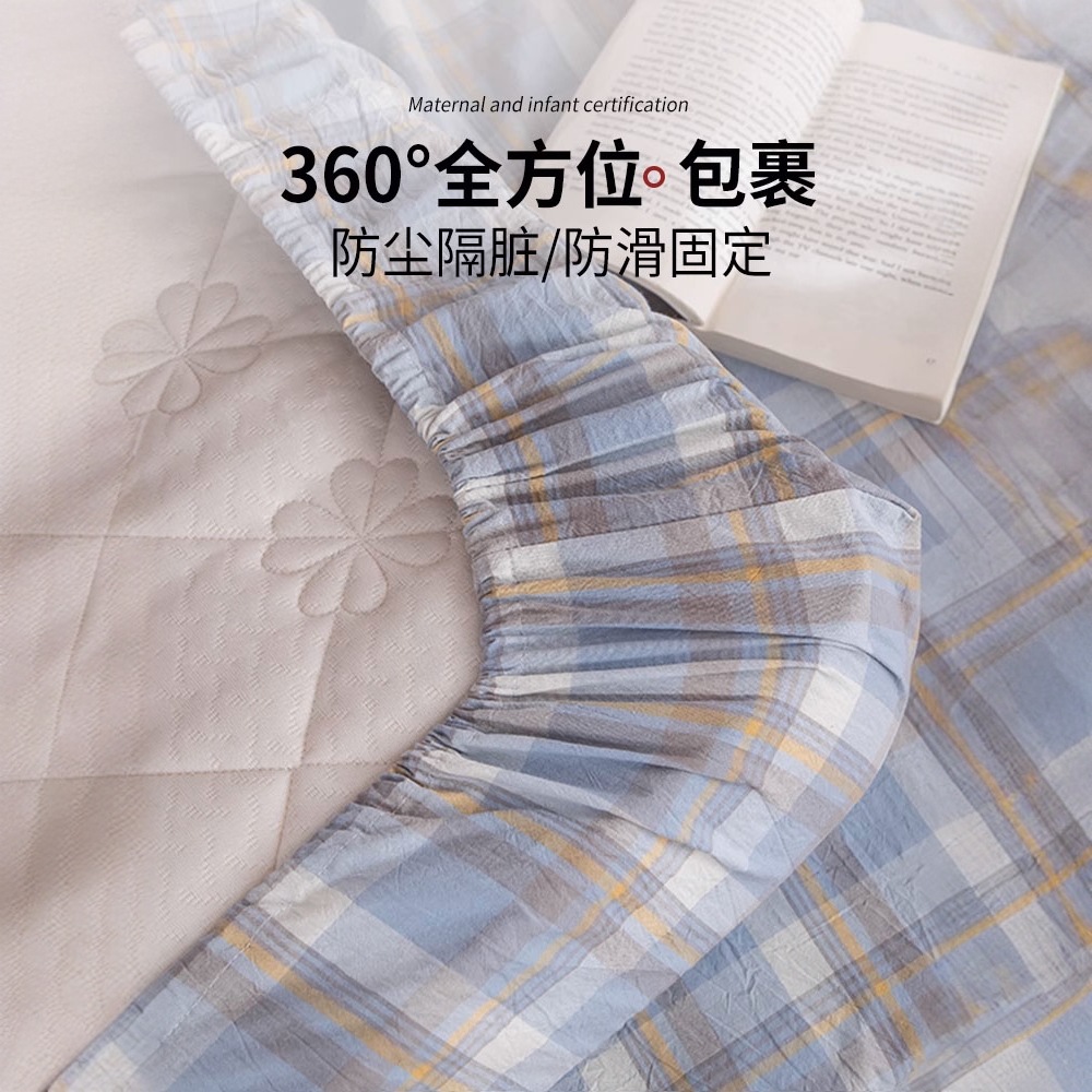 Sombrilla de cama de algodón de verano pieza individual 100 algodón dormitorio de estudiantes cubierta protectora de colchón todo incluido cubierta de cama individual 3