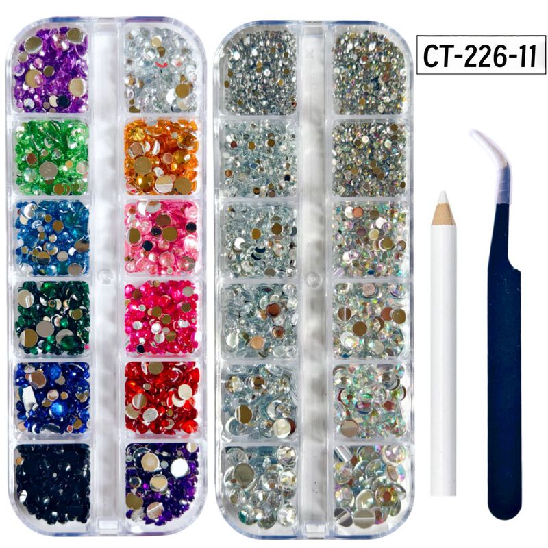 Cross-Border Set of 12 Compartments for Nail Art, Flat-Bottomed Colorful Round Resin Acrylic DIY Sparkling Nail Diamond Accessories Cross-Border Set of 12 Compartments for Nail Art, Flat-Bottomed Colorful Round Resin Acrylic DIY Sparkling Nail Diamond Accessories