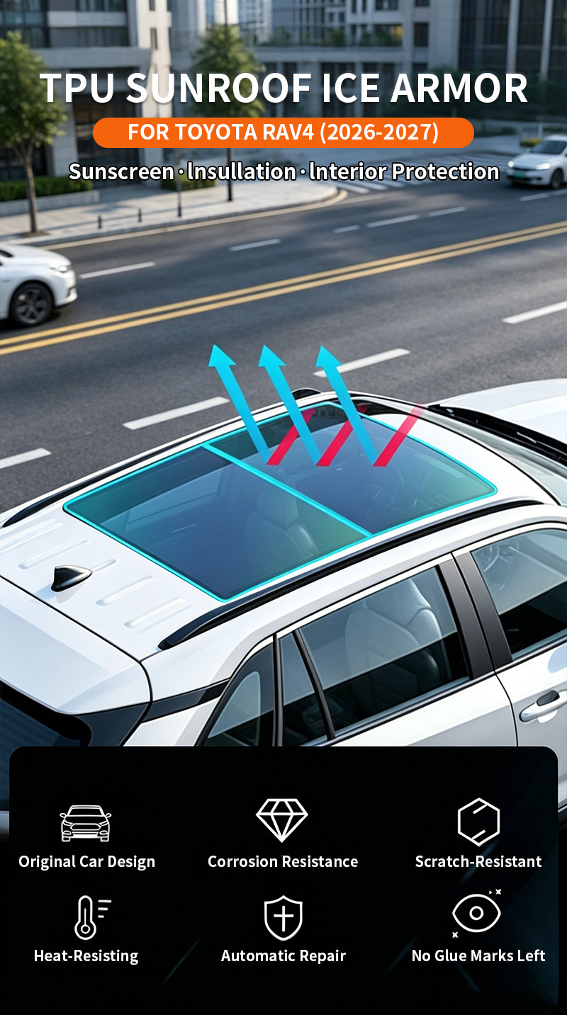 Cross-Border Exclusive Supply of Pre-Cut Tpu Sunroof Blue Crystal Black Crystal Ice Armor Explosion-Proof Heat-Insulating Ppf Suitable for Rav4 (2026)