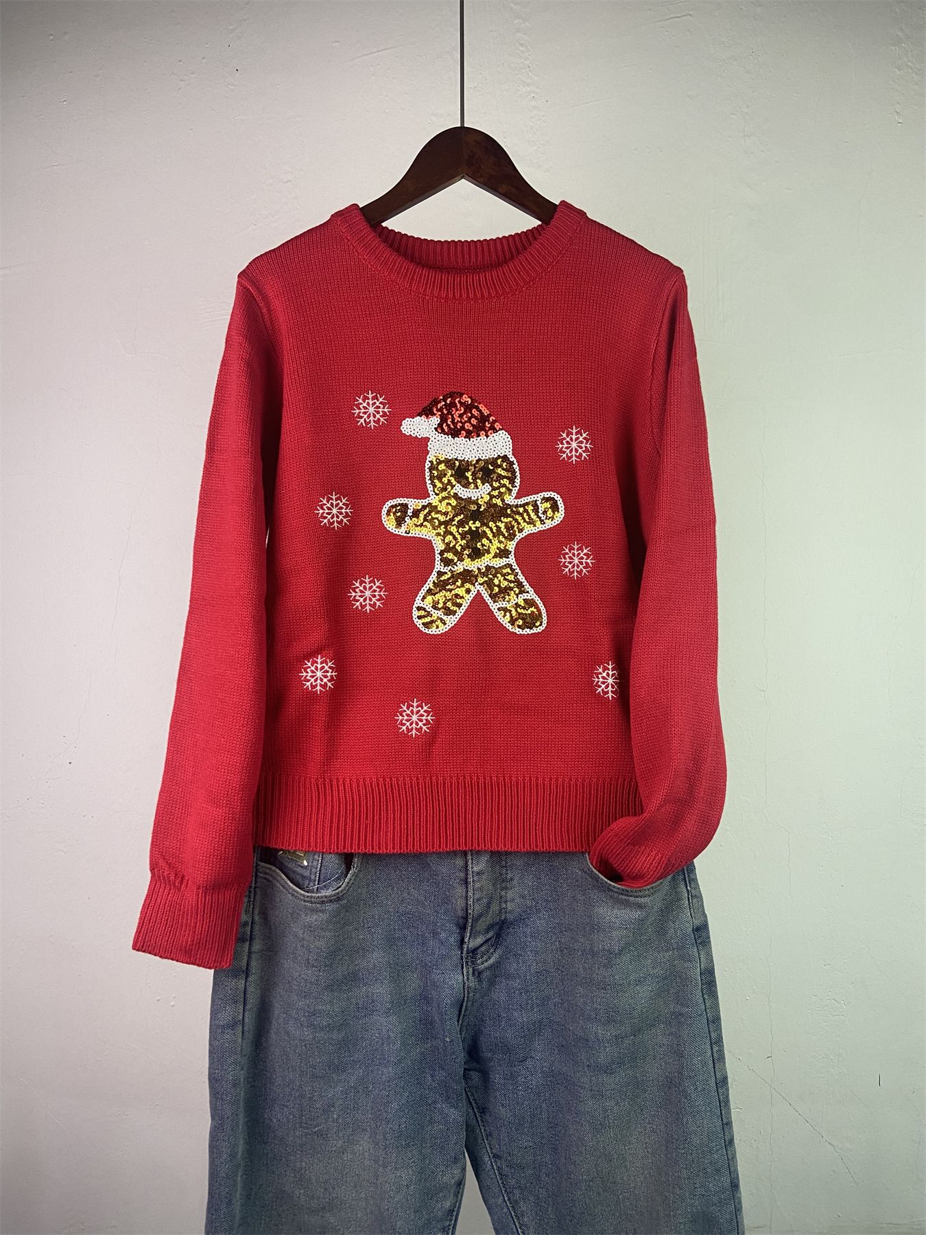 Cookie people snowflake embroidery cute Christmas sweater cross-border Amazon TEMU AliExpress shein hot explosions