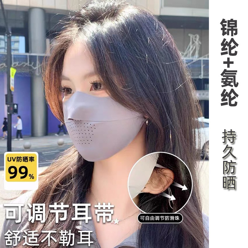 夏季新款薄款立體護眼角防曬面罩 防紫外線透氣錦綸冰絲防曬