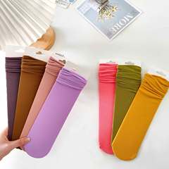 Summer and Spring Thin Women's Candy Color Velvet JK Socks, Internet Celebrity Ice Silk Breathable Stacked Socks
