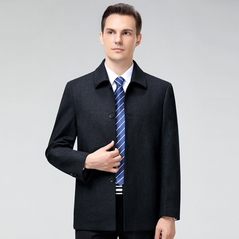 Genuine Brand Autumn and Winter Men's Wool Jacket Business Executive Dad Loose Jacket Casual Thickened Professional Men's Jacket