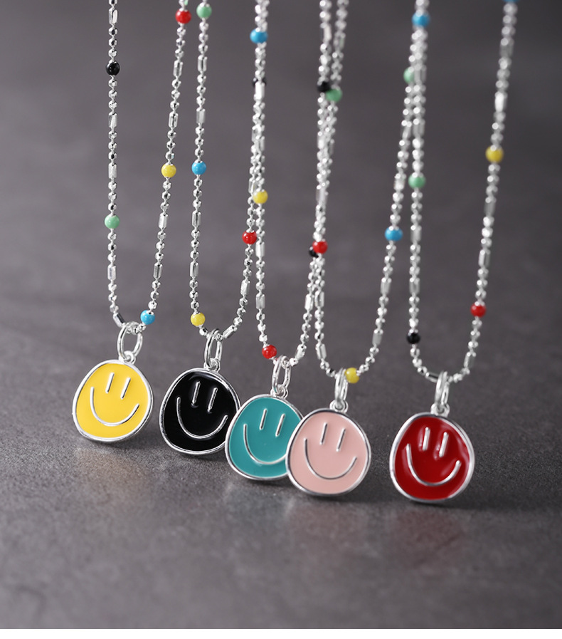 Casual Cute Streetwear Smiley Face Sterling Silver Pendant Necklace In Bulk display picture 1