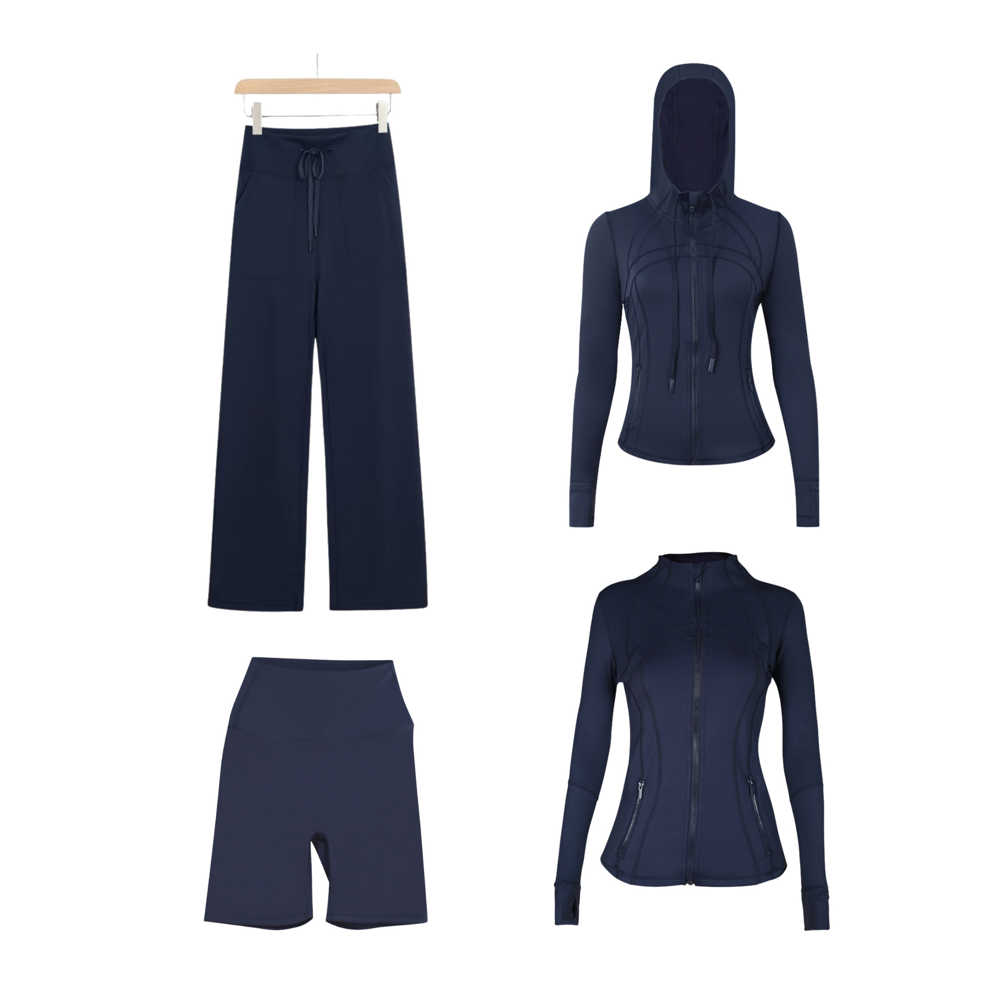 Women's Clothing Women's Slim Fit Sports Jacket Hooded Jacket Straight Leg Pants Five Piece Set Sportswear For Formal & Casual_ecoleips.com