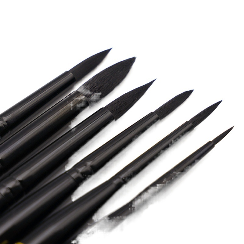 Aaishake Negro Varilla de metal varilla de viaje pluma de nylon pelo acuarela pluma desmontable cepillo de uñas pluma aceite cepillo transfronterizo