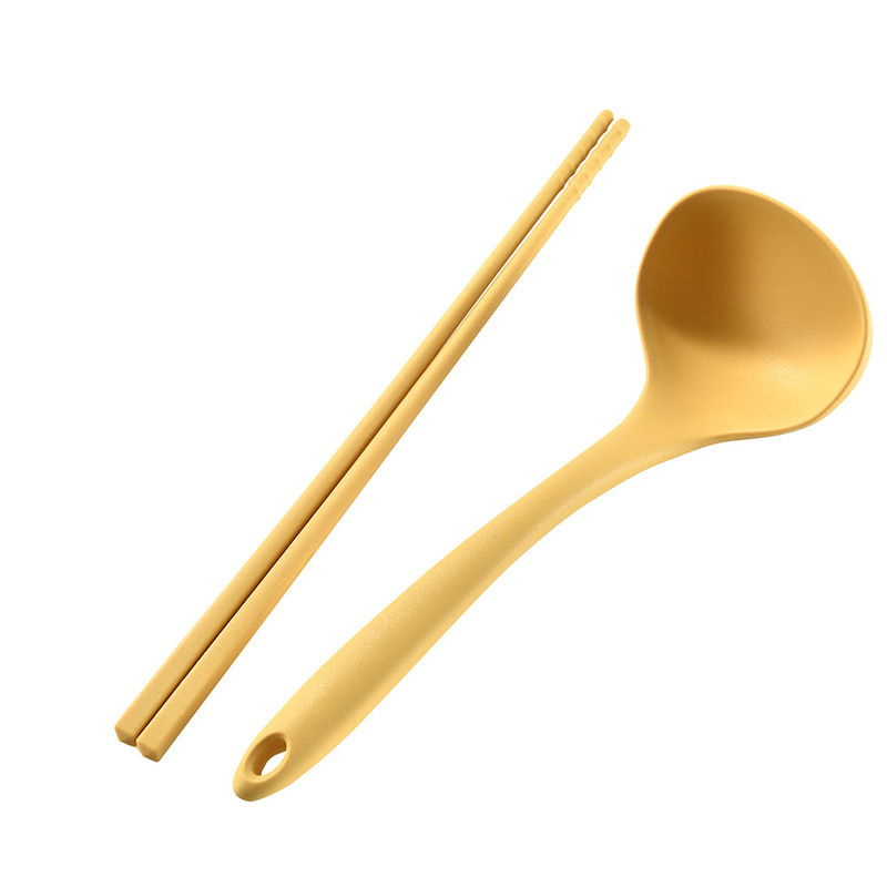 国境を越えたシリコン箸スプーンセット家庭用ラーメン箸スプーン2点セット食器シリコン箸スプーン|undefined