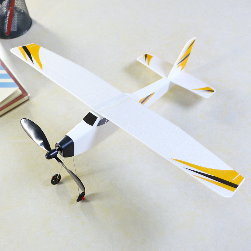 Foam aircraft rubber band aircraft Knight police rubber band power 3D cabin glider fighter aircraft assembly aircraft model