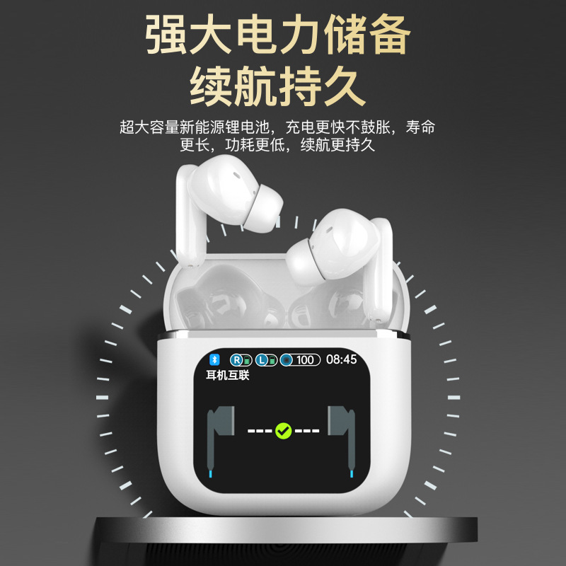 Pantalla LCD explosiva transfronteriza de Huaqiangbei Auriculares Bluetooth con reducción de ruido ANC Pantalla táctil a todo color Auriculares Bluetooth de negocios en la oreja