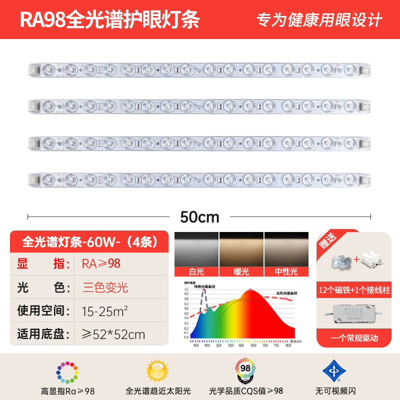 LED シーリングランプストリップロング芯交換用ライトパネルフルスペクトル 3 色調光リビングルームランプビーズパッチ|undefined