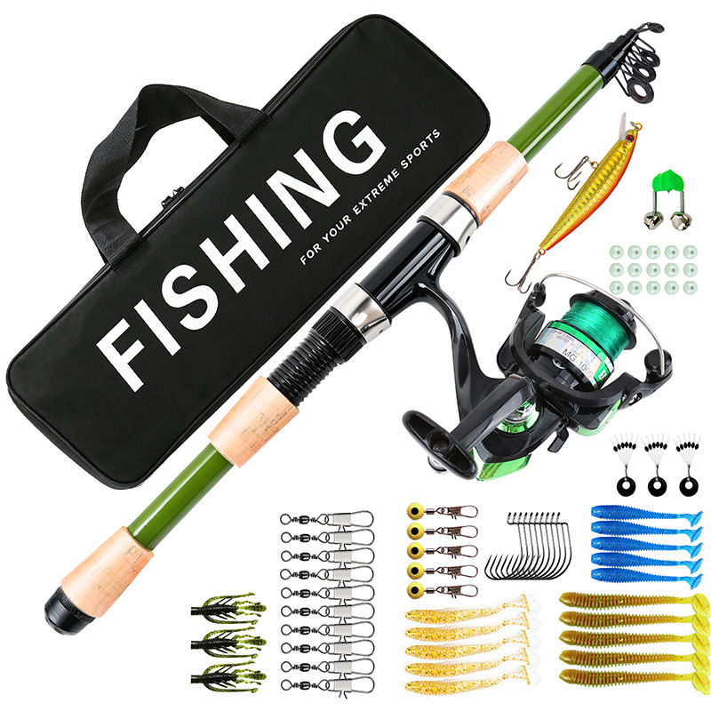 Cross-border best-selling fishing rod and reel set, telescopic fishing rod, travel rod, spinning reel, complete fishing gear set, direct factory sales