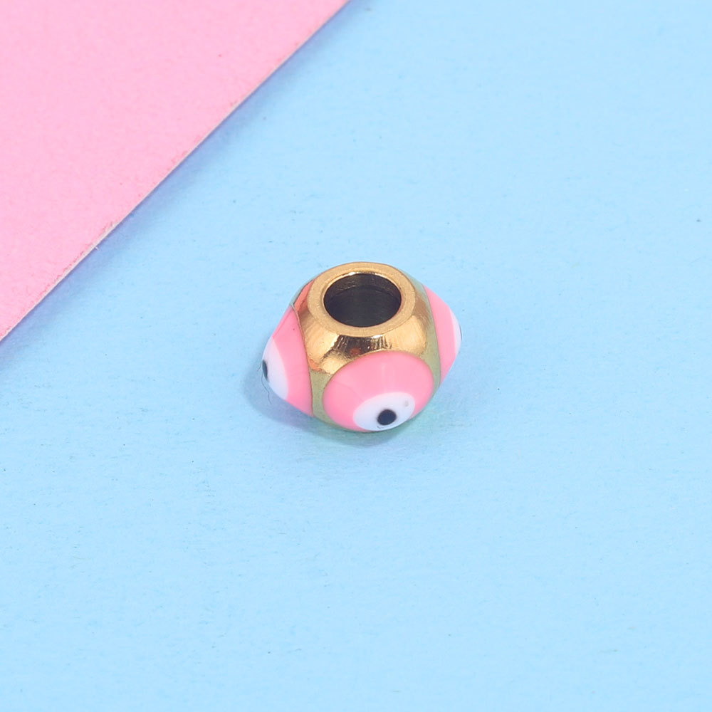 Cuentas cuadradas de acero inoxidable de ojo del diablo europeo y americano cuentas de esmalte de doble cara gota de aceite ojo cuentas espaciadoras cuentas sueltas joyas de bricolaje