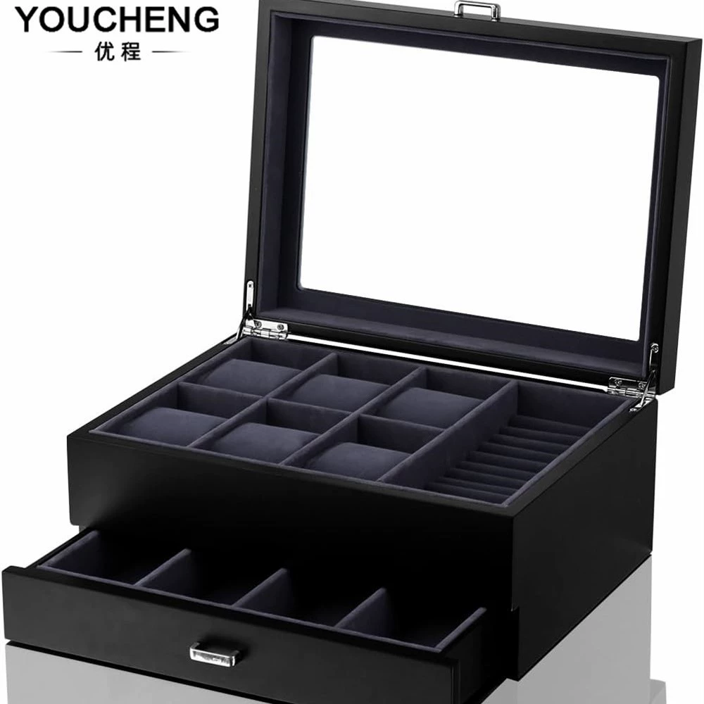Новые матовые 6 1 часы ювелирная коробка с двойным слоем часы кольцо очки витрина коробка бытовая многофункциональная коробка украшения