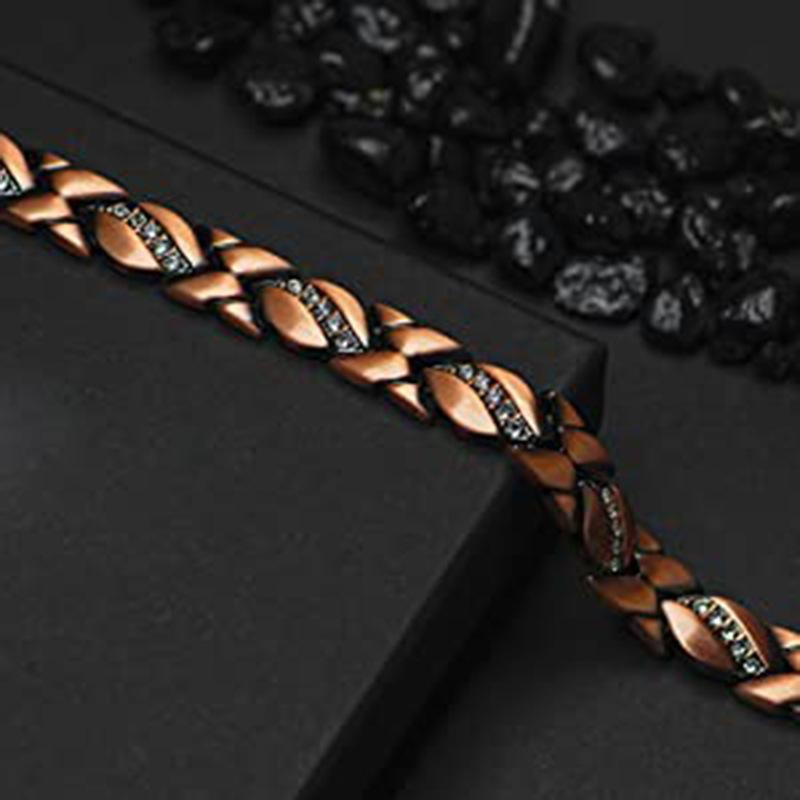 Gauss Magnet Bracelet In Red Copper With Leaf Design Jewelry_voghion.com