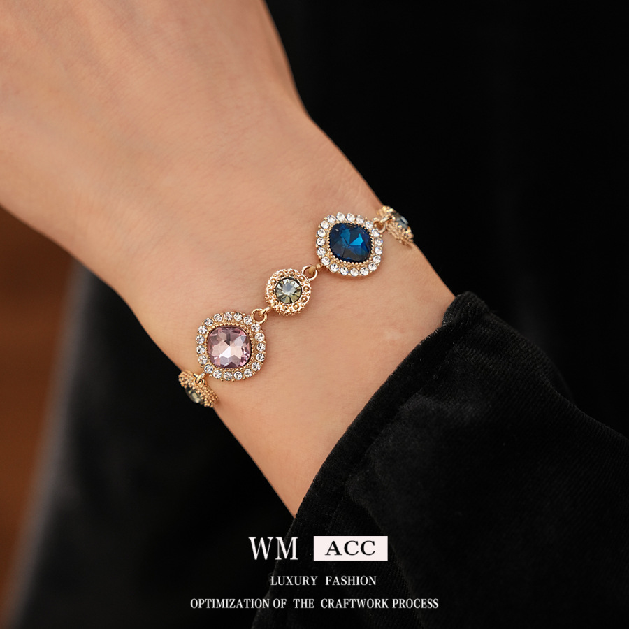 Medieval vintage diamantes geométricos pulsera de fijación pulsera de moda retro versátil pulsera ligera lujo de alta sensación joyas de mano mujeres image 3
