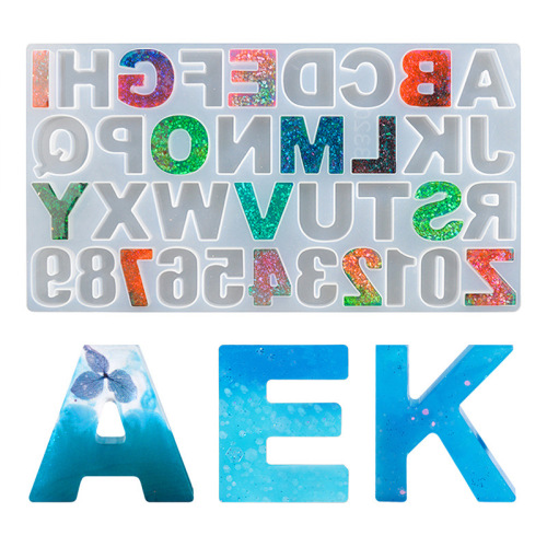 Manufacturer wholesale alphanumeric glue mold DIY English letter pendant front and back digital silicone mold