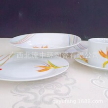 外贸出口西餐20头高温白瓷陶瓷餐具杯子 平盘 汤盘套装工厂可批发