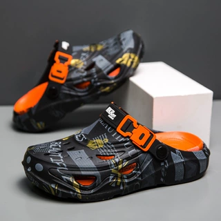 跨境夏季新款洞洞鞋男包头镂空大码男士凉鞋厚底透气沙滩凉拖鞋