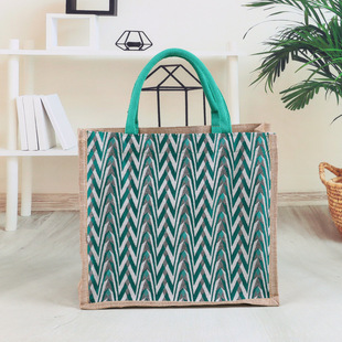 Wholesale creative linen bag shopping handbag printable logo large capacity embroidered linen shoulder handbag