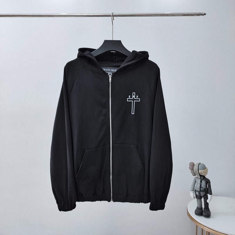 ERD melancolía rica Segunda Generación Cruz carta VTG cremallera suéter con capucha calle cardigan pareja exterior Jersey moda