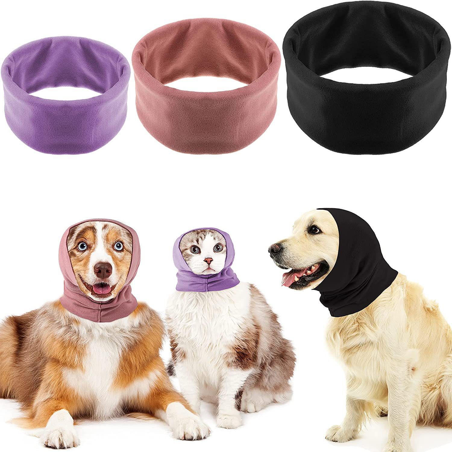 Pet grooming earmuffs, noise-proof soothing ear cover, high-elastic soft cotton warm ear covers for cats and dogs, headwear scarf