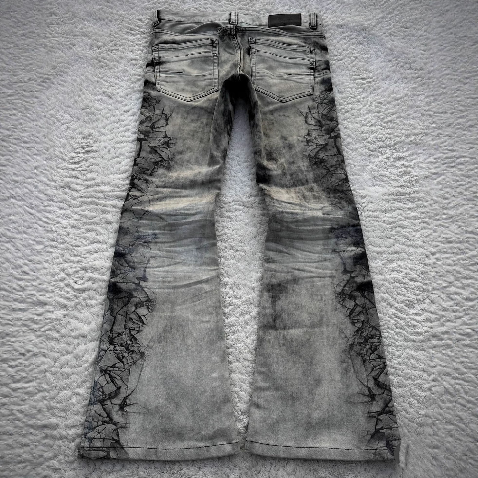 Transfronterizos y2k retro estampado en caliente de la industria pesada lavado en agua vaqueros para mujeres calles altas retro gótico pantalones de piernas anchas