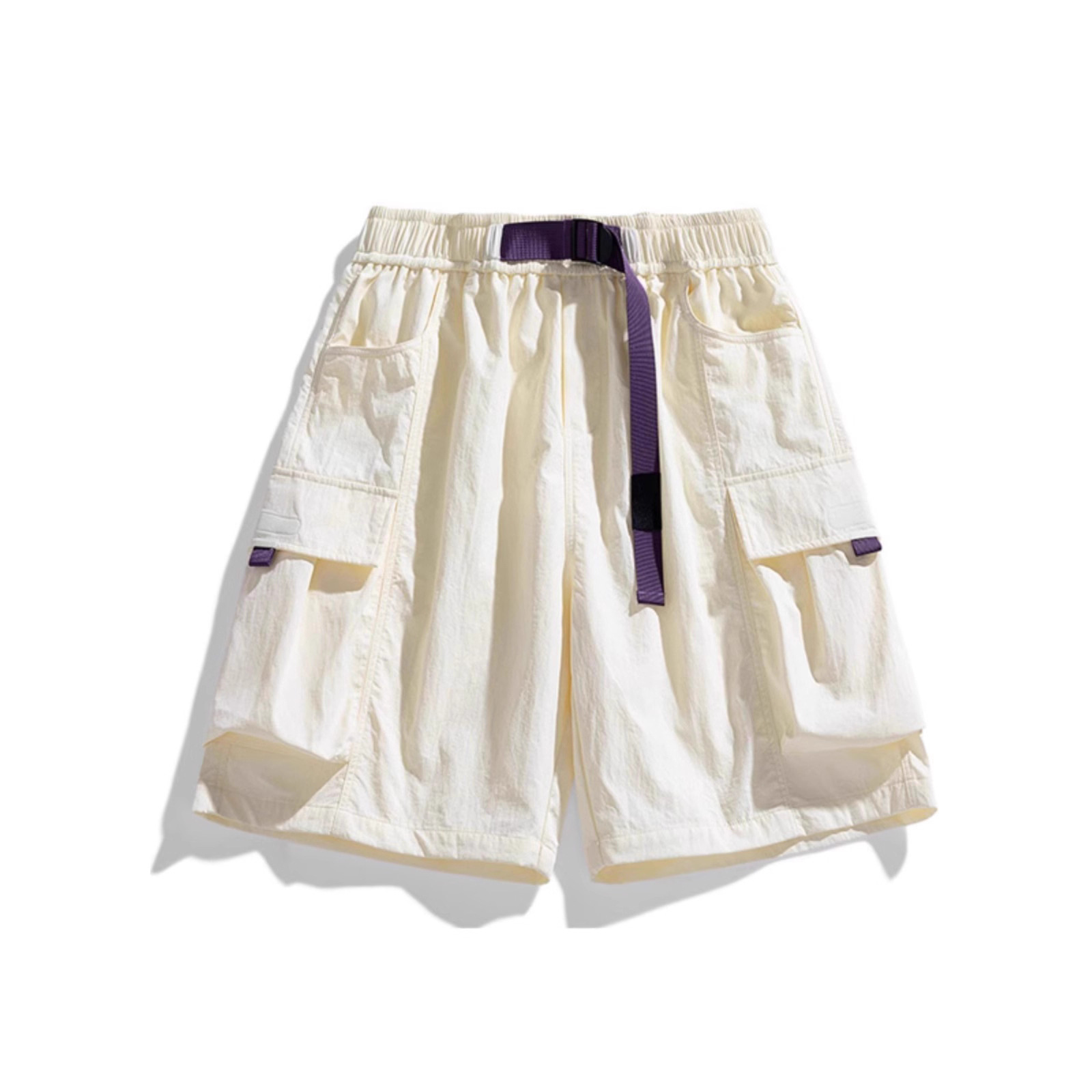 Dopamine American-Style Cargo Shorts for Men and Women, Couple's Multi-Pocket Moonlight Blue Ice Silk Quick-Dry Loose Casual Knee-Length Shorts