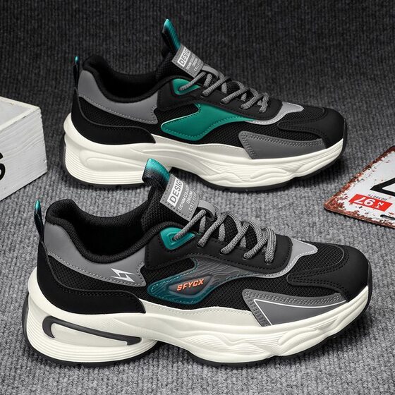 Summer Men's Shoes New Breathable Mesh Sports Shoes Men's Korean-style Trendy All-match Thick-soled Casual Torre Shoes Trendy Shoes