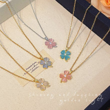 时尚设计猫眼石爱心项链轻奢小众设计感网红爆款锁骨链配饰品批发