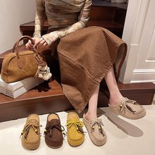 小个子内增高袋鼠勃肯半拖鞋女2025新款夏季一脚蹬厚底包头凉拖鞋