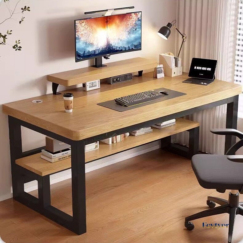 Computer Desk for Bedroom, Home Use, Student Study Desk, Simple Desktop Writing Desk, Thickened Double Rectangular Office Desk Computer Desk for Bedroom, Home Use, Student Study Desk, Simple Desktop Writing Desk, Thickened Double Rectangular Office Desk