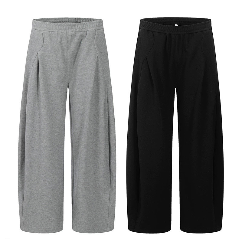 Tuochuan Ck6631 American Retro Style Curved Hem Sweatpants Unisex Loose Fit Pleated Slimming Wide-Leg Casual Long Pants