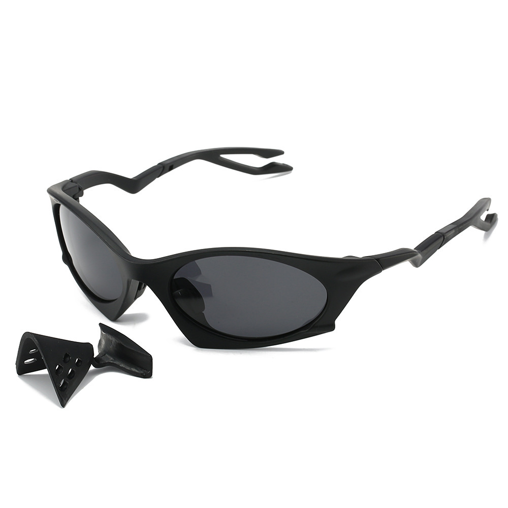 Plantaris Wrap-Around Plastic Sunglasses Black Black