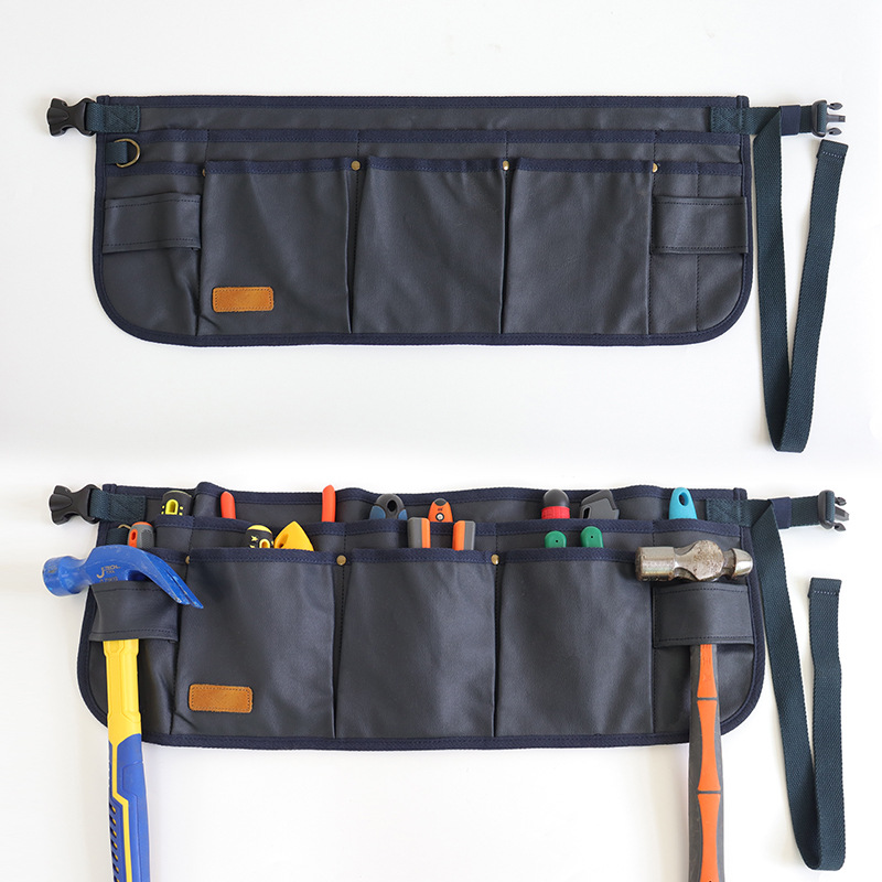 Amazon transfronterizo de bolsillo delantal medio herramientas cortas bolsas de cintura ropa de trabajo de carpintería delantal de lona gruesa cera