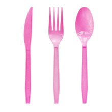 纹路粉色刀叉勺一次性刀叉勺生日派对用品蛋糕叉纯色塑料刀叉勺