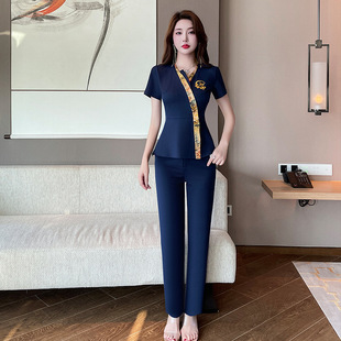Foot Bath Technician Work Clothes Women's Foot Massage Shop Health SPA Massage Technician Elegant Suit 270 Short-sleeved Pants