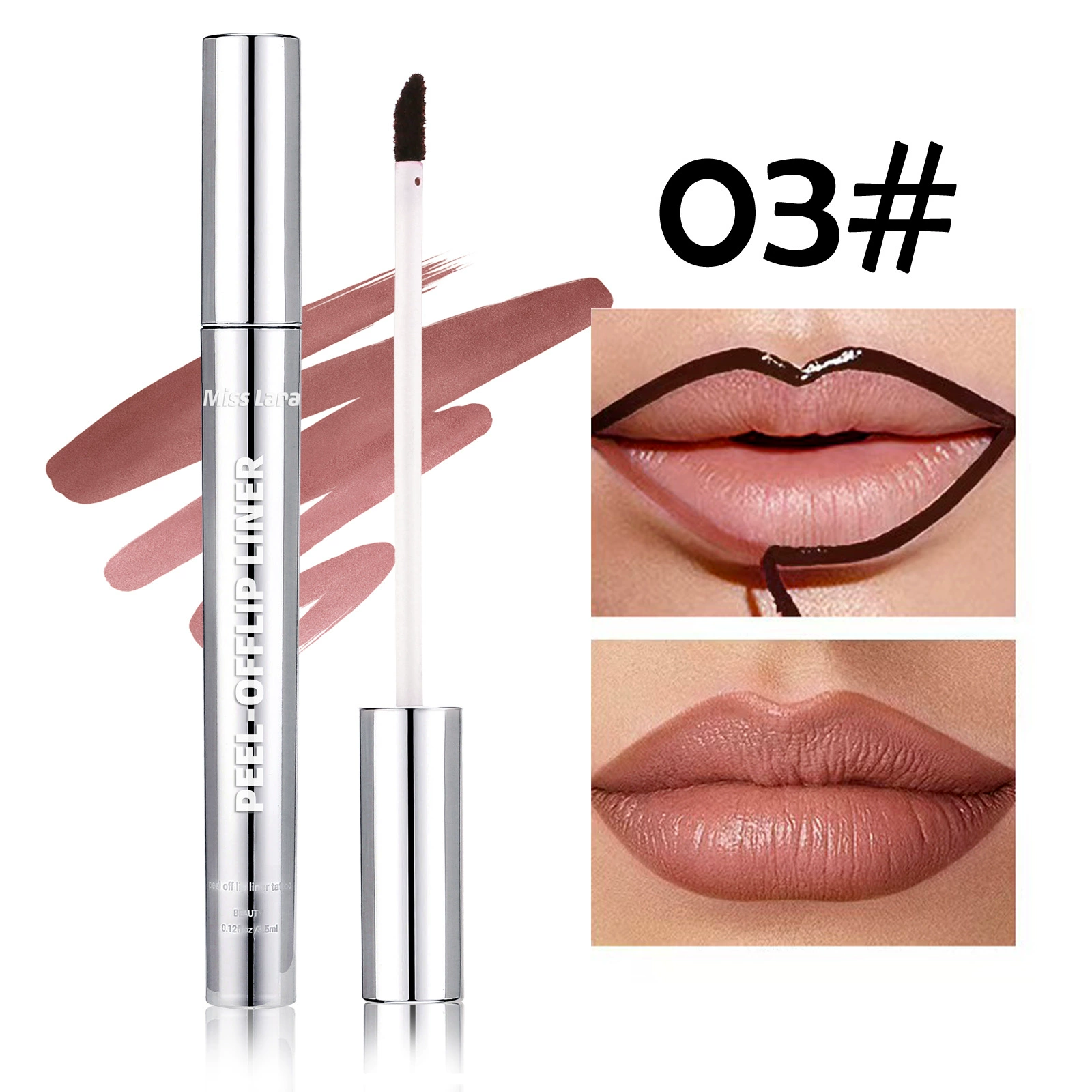 Съёмный матовый блеск для губ (Miss Lara) Tear Lip Line — карандаш-кисть и прозрачная праймер, 3,5 мл