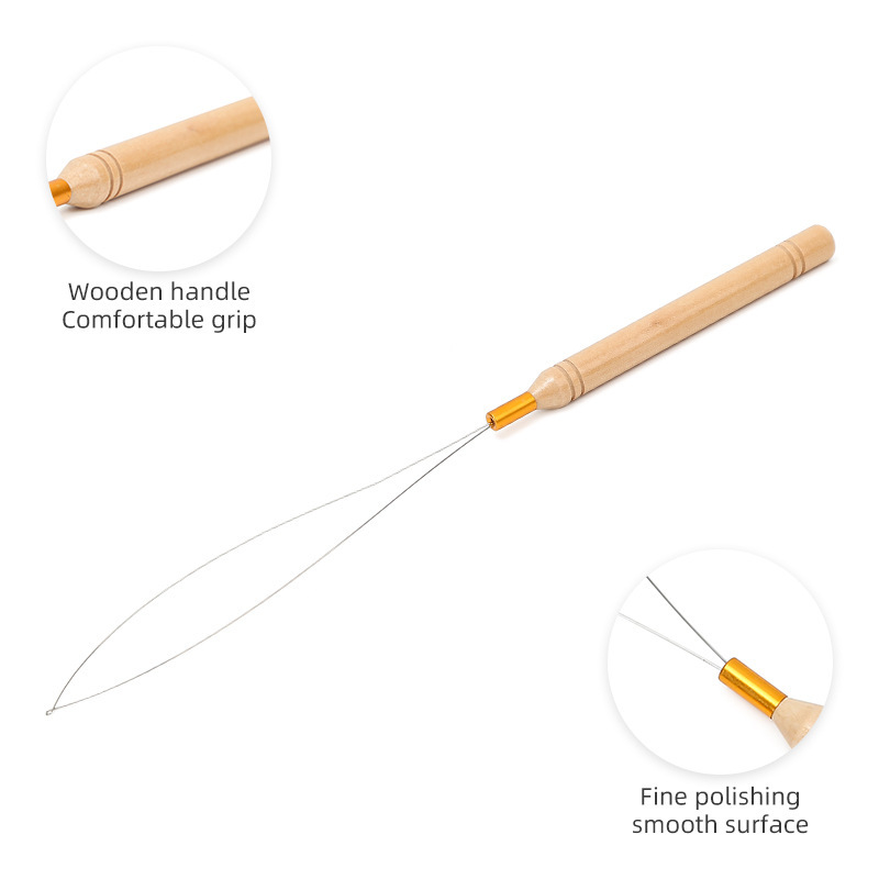 Nuevo adaptador de mango de madera transfronterizo Tufting gun enhebrador de punto de cruz enhebrador de punto de cruz ganchillo de peluca