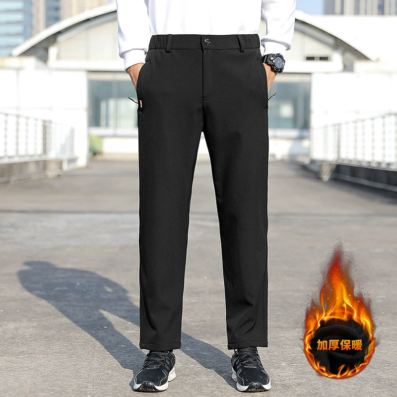 2022 новые зимние уличные брюки мужские трансграничные Большие размеры на флисовой подкладке толстые теплые походные брюки мужские прямые продажи с фабрики