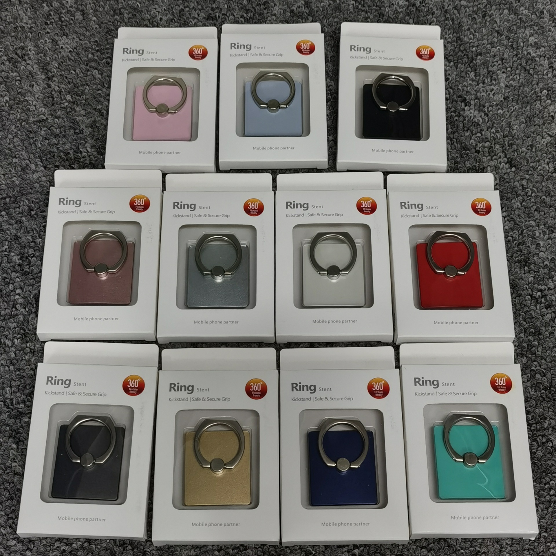 Anillo hebilla de fábrica al por mayor teléfono móvil soporte de anillo cuadrado soporte impresión perezoso teléfono móvil anillo de metal hebilla soporte