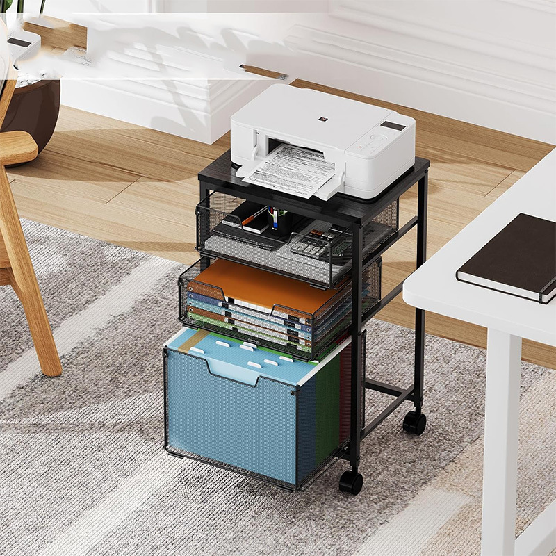 Rolling File Cart with Hanging Folder Storage Rack, Under-Desk Storage, Multifunctional Cart for Home and Office, Printer