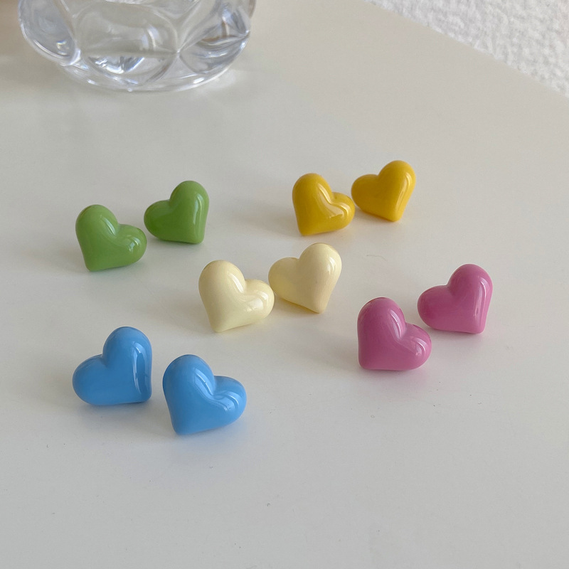 Cute solid color universal sophisticated earrings heart shaped